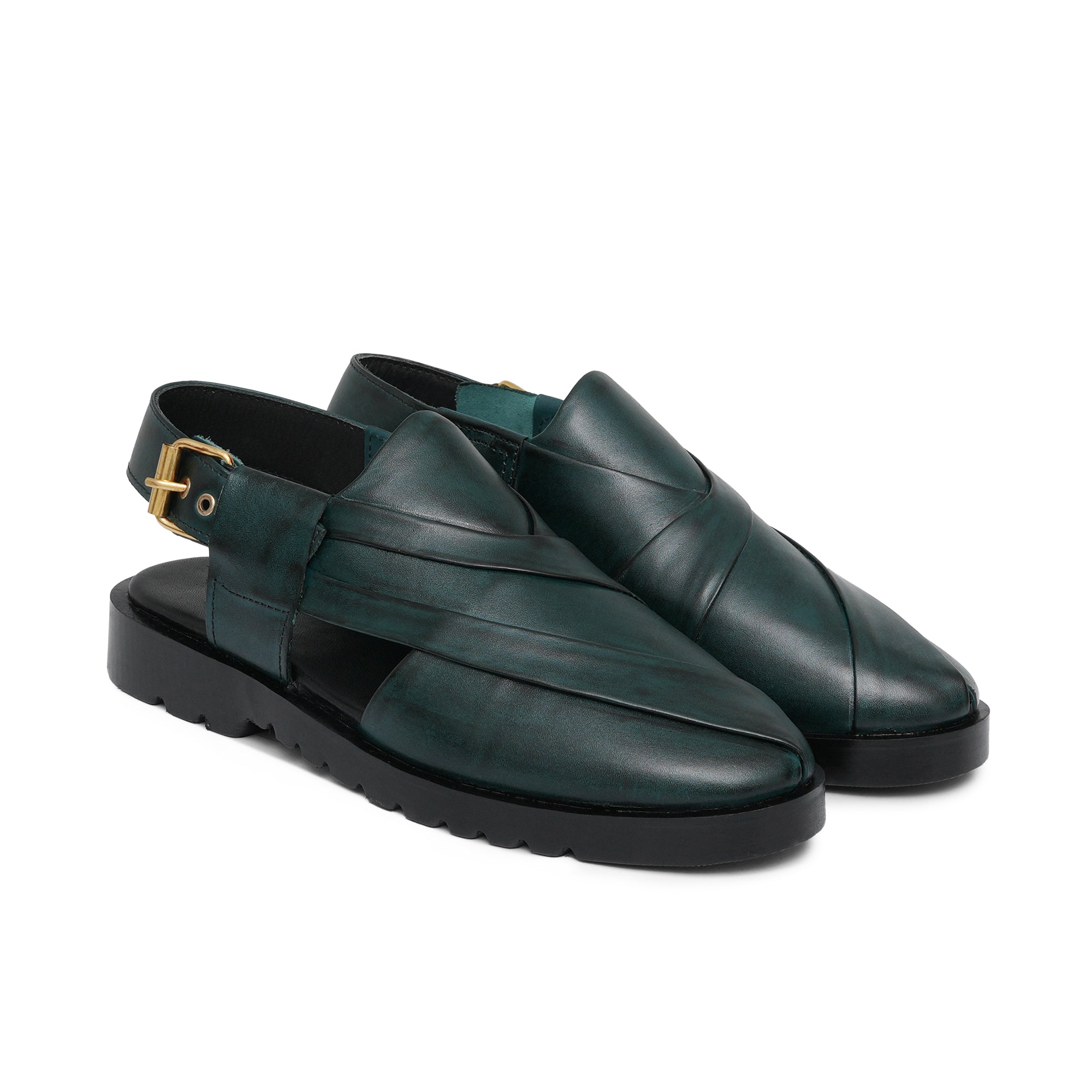 Deep Emerald Green Peshawari Chappal DZ50