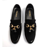 Men Formal Black Suede and Patent Tassle Shoe  JHM