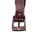 Triple-Stitched Premium Men Brown Leather Belt MUB 004