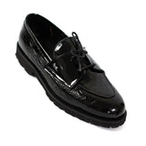 Men Formal High Sole Black Pure Patent Laced Leather Shoe 00X