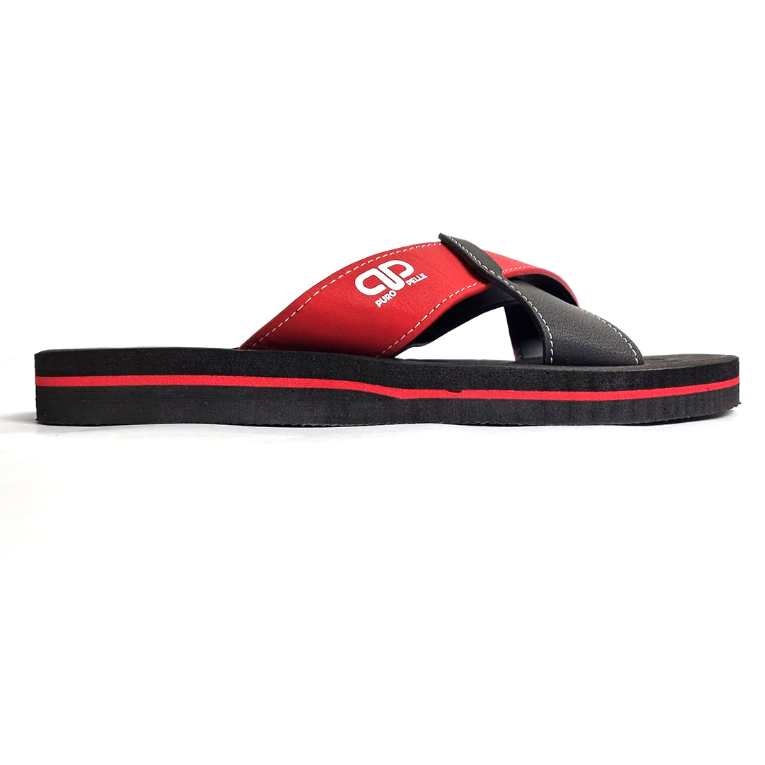 Men Slippers Flip Flop Comfortable Black Red B3