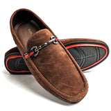 Men Suede Coffee Buckle Loafer LOF4
