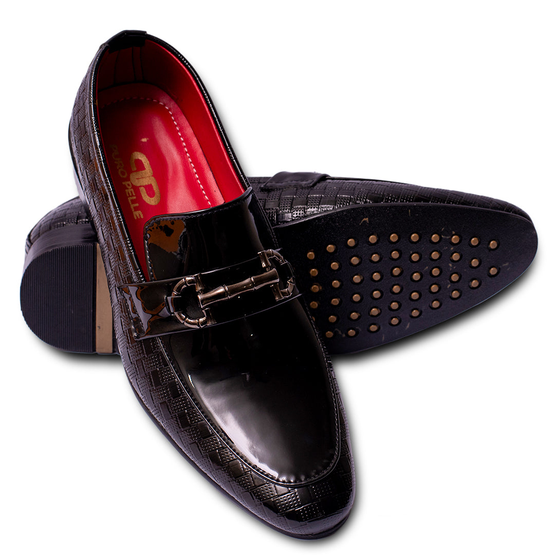 Black Textured Patent Shoe FT10