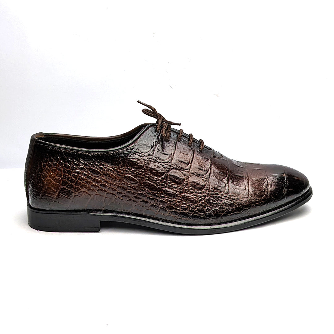 Men Formal Handmade Premium Croc Lace Two Tone Leather Shoe RSH