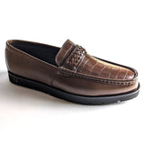 Men Formal High Sole Elegant Brown Croc Pure Leather Shoe  JAV02