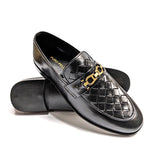 Men Formal Handmade Premium  Black Woven Leather Shoe