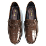 Men Formal High Sole Elegant Brown Croc Pure Leather Shoe  JAV02