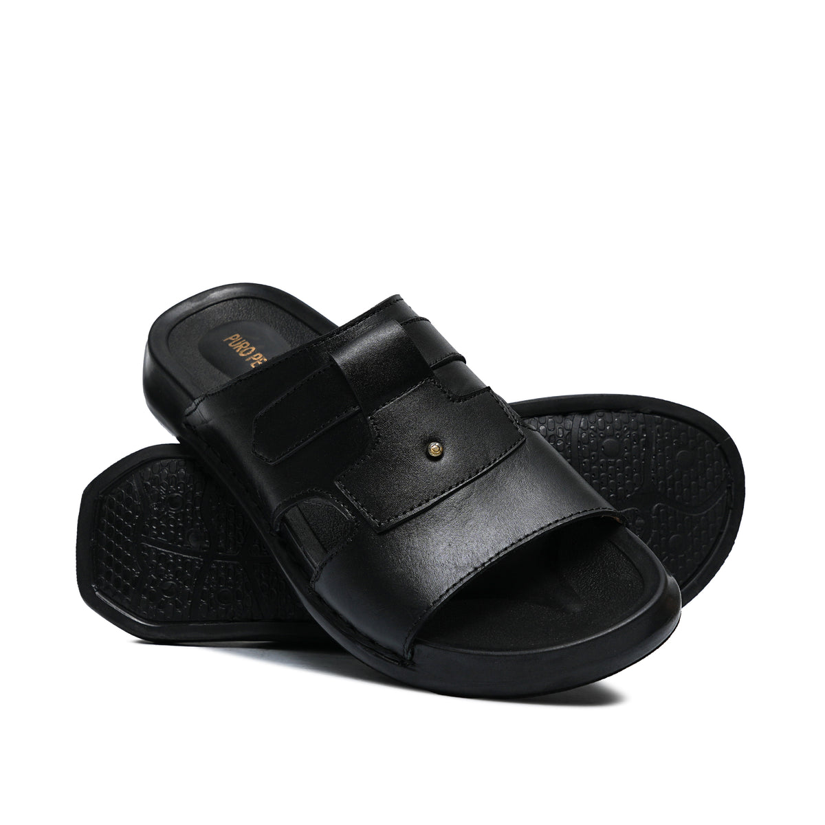 Black Leather Slipper GT34
