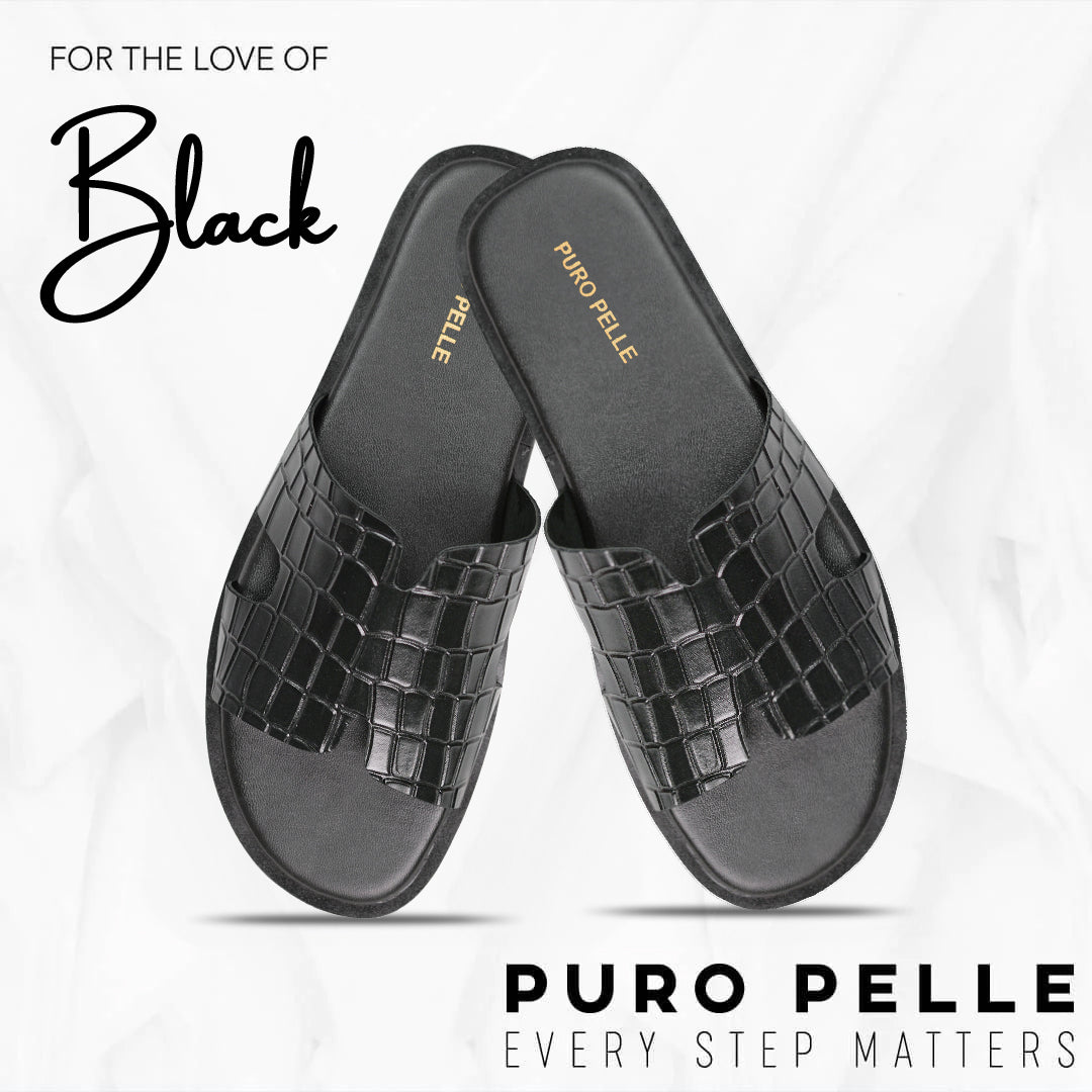 Black Croc Slipper SA49