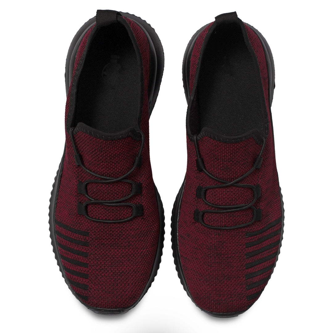 Maroon Lace Knitted Running Sneaker NSK-0040