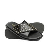 Black Cross Studded Slipper SA20
