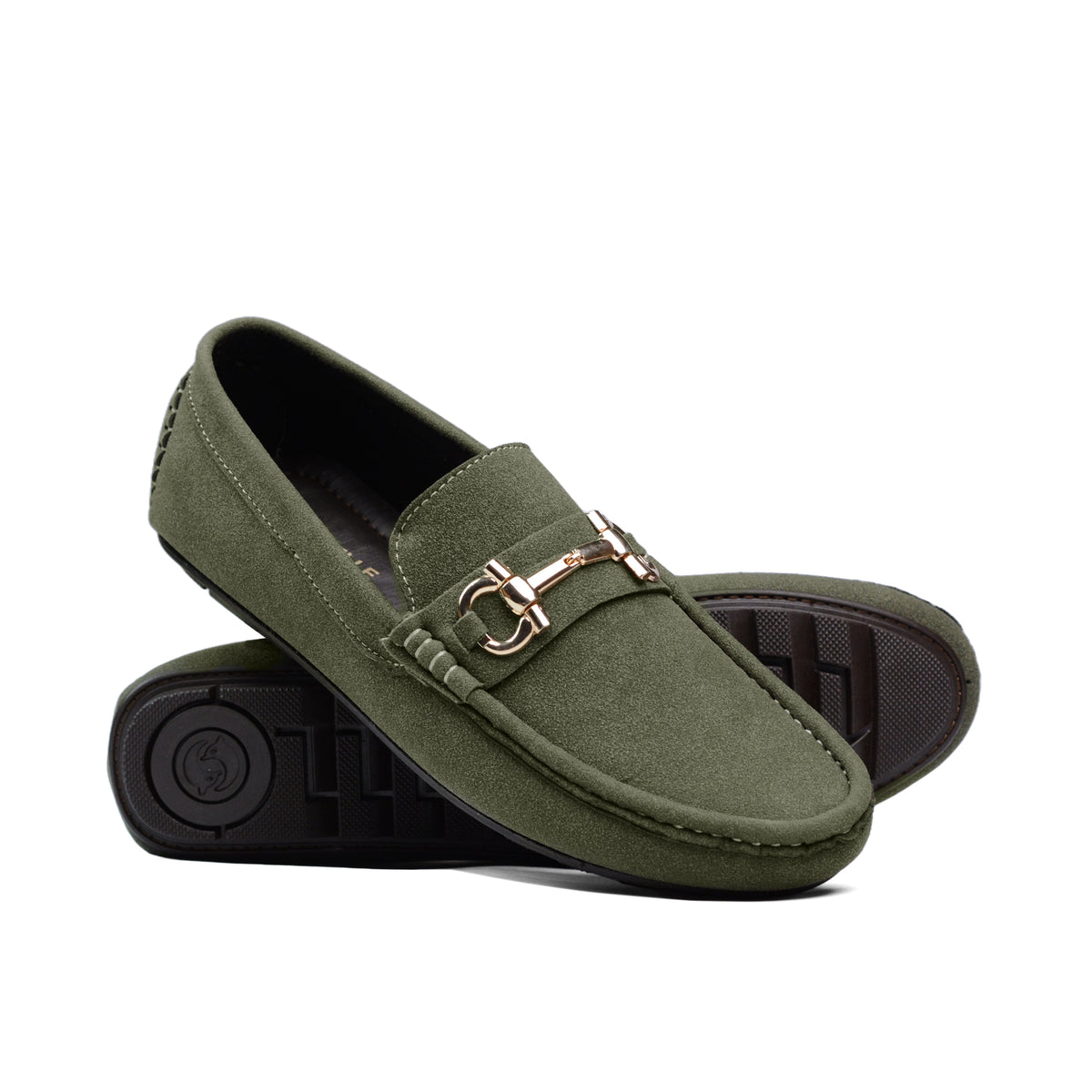 Green Suede Buckle Loafer LS75
