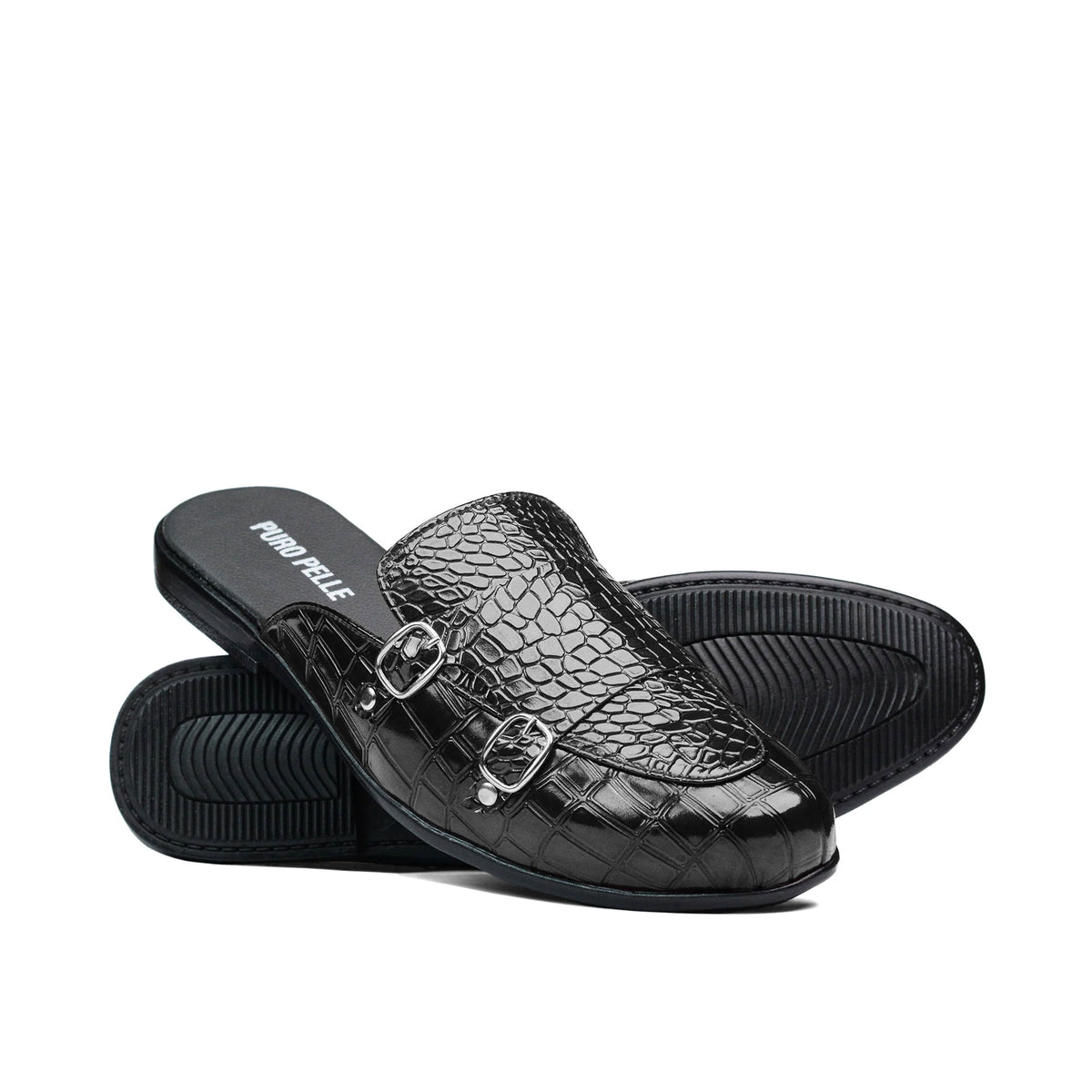 Black Croc Monk Mule MJ01