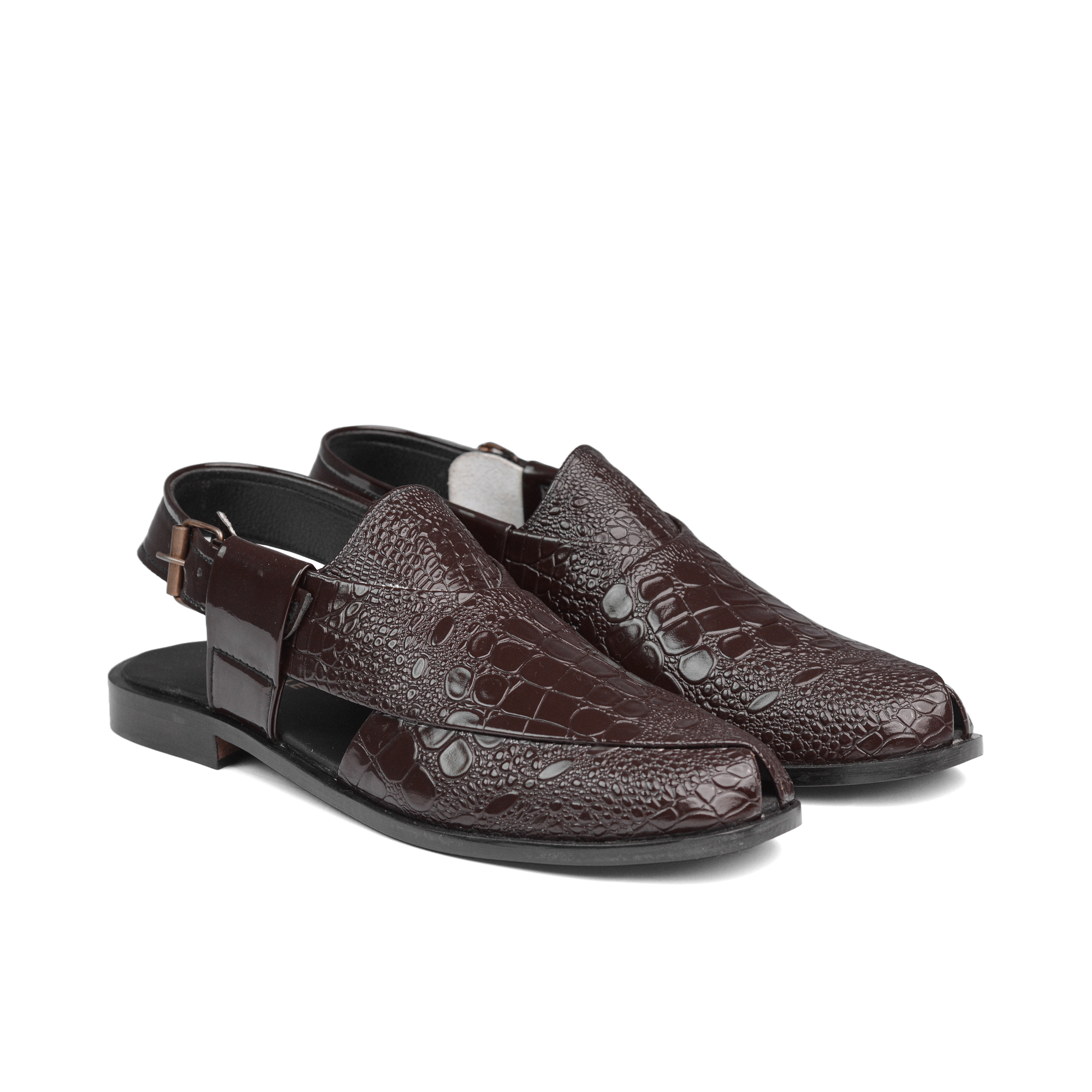 Brown Patent Peshawari Chappal DZ25