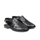 Black Patent Croc Peshawari Chappal DZ11