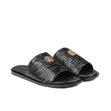 Black Textured Patent Slipper SA28