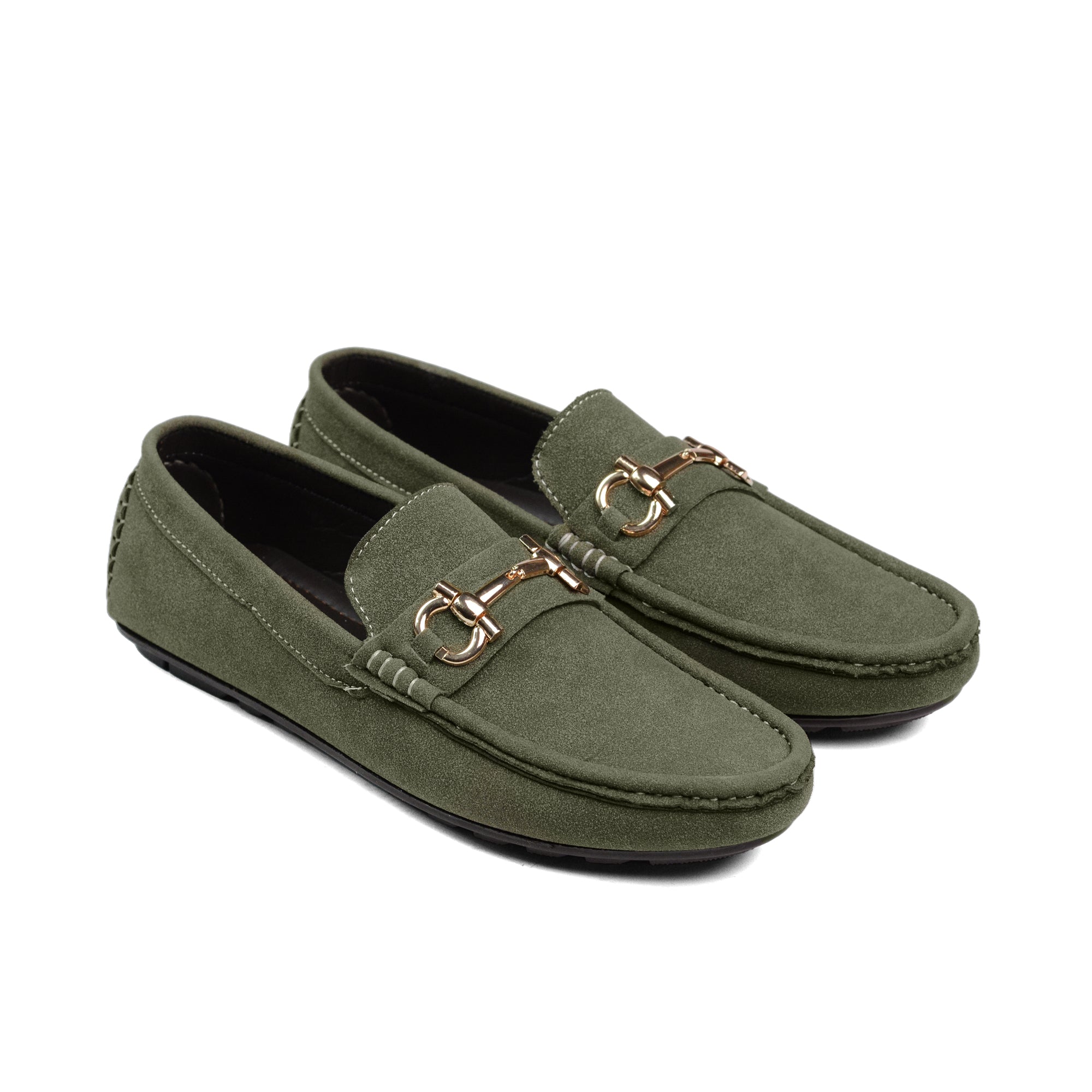 Green Suede Buckle Loafer LS75