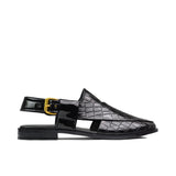 Black Patent Croc Peshawari Chappal DZ11