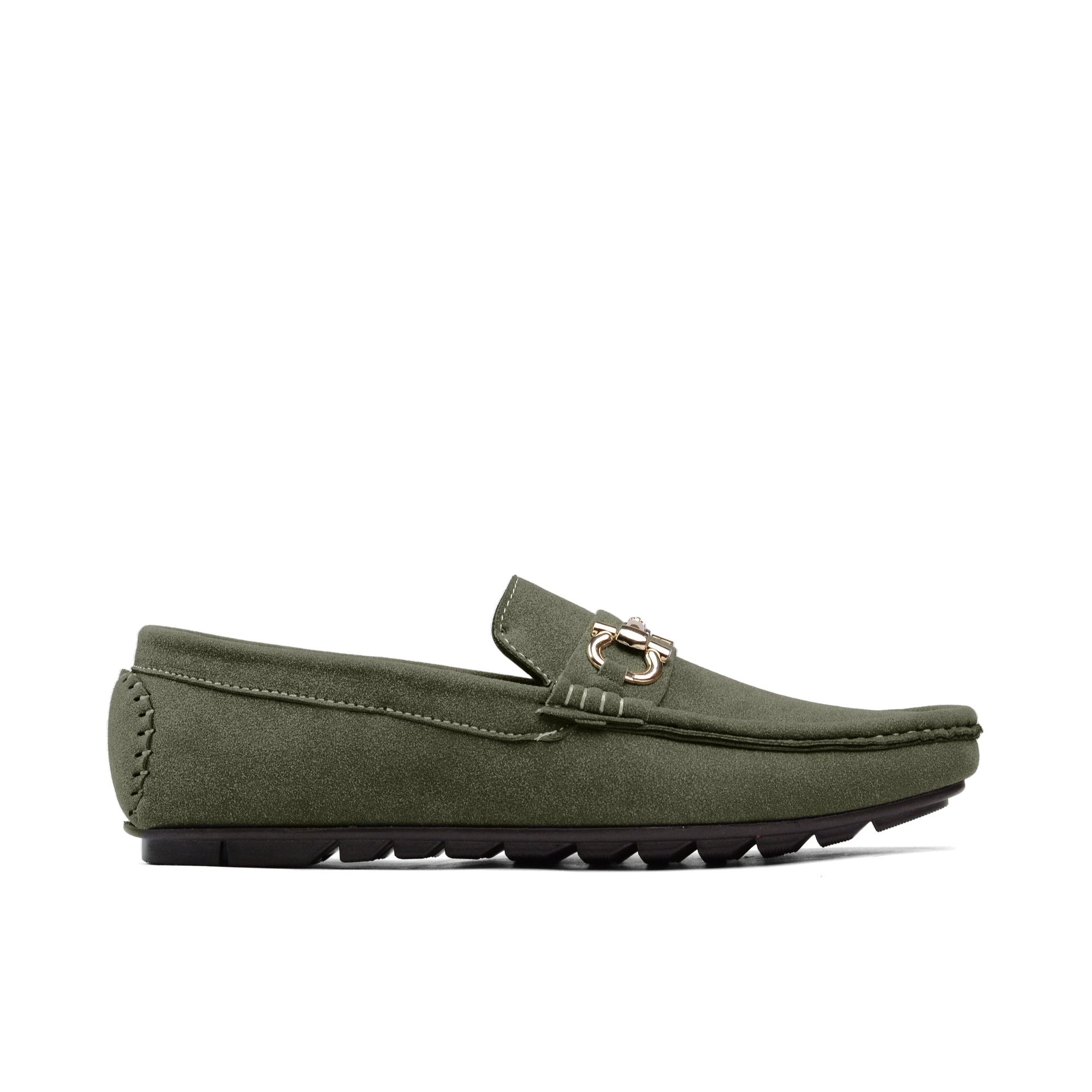 Green Suede Buckle Loafer LS75