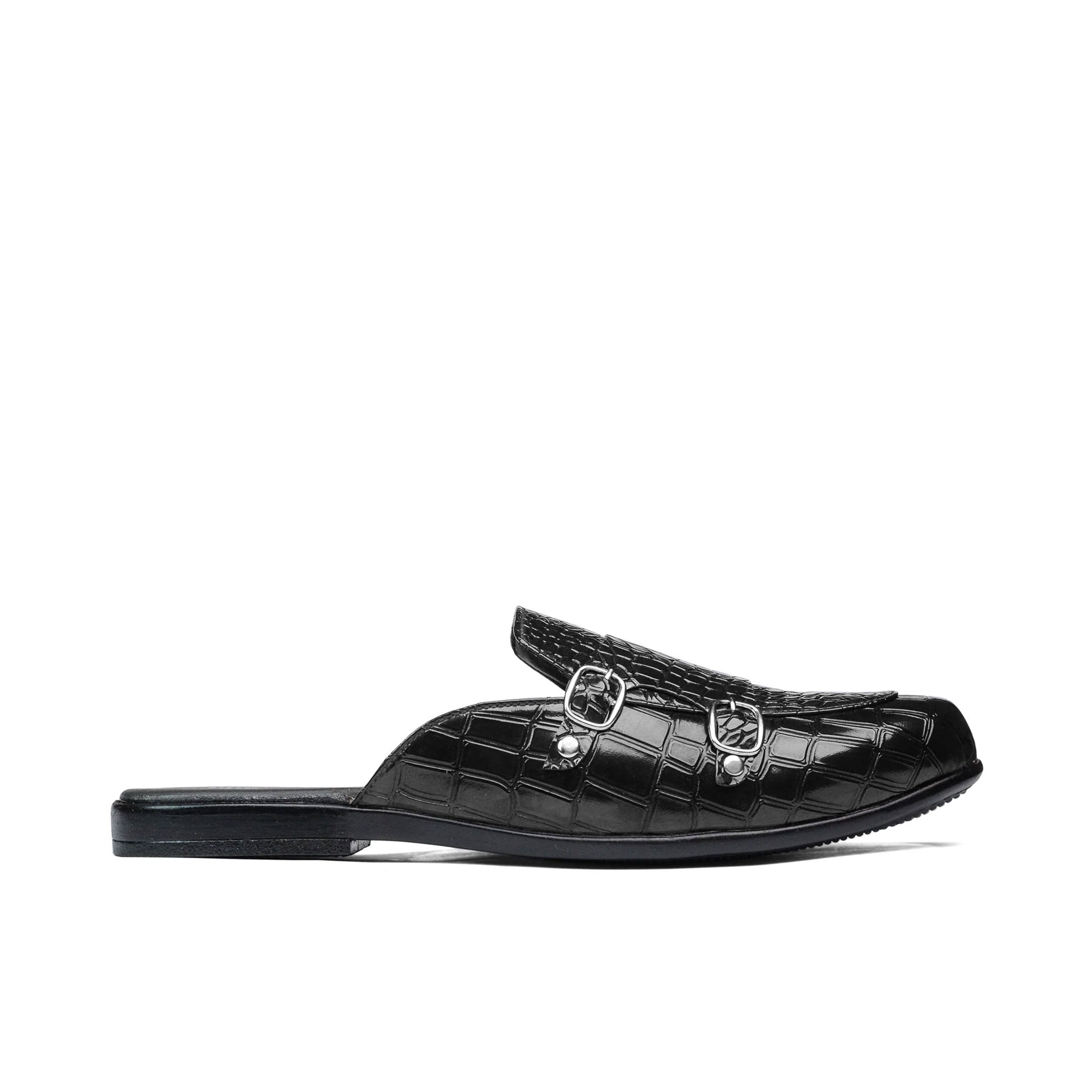 Black Croc Monk Mule MJ01