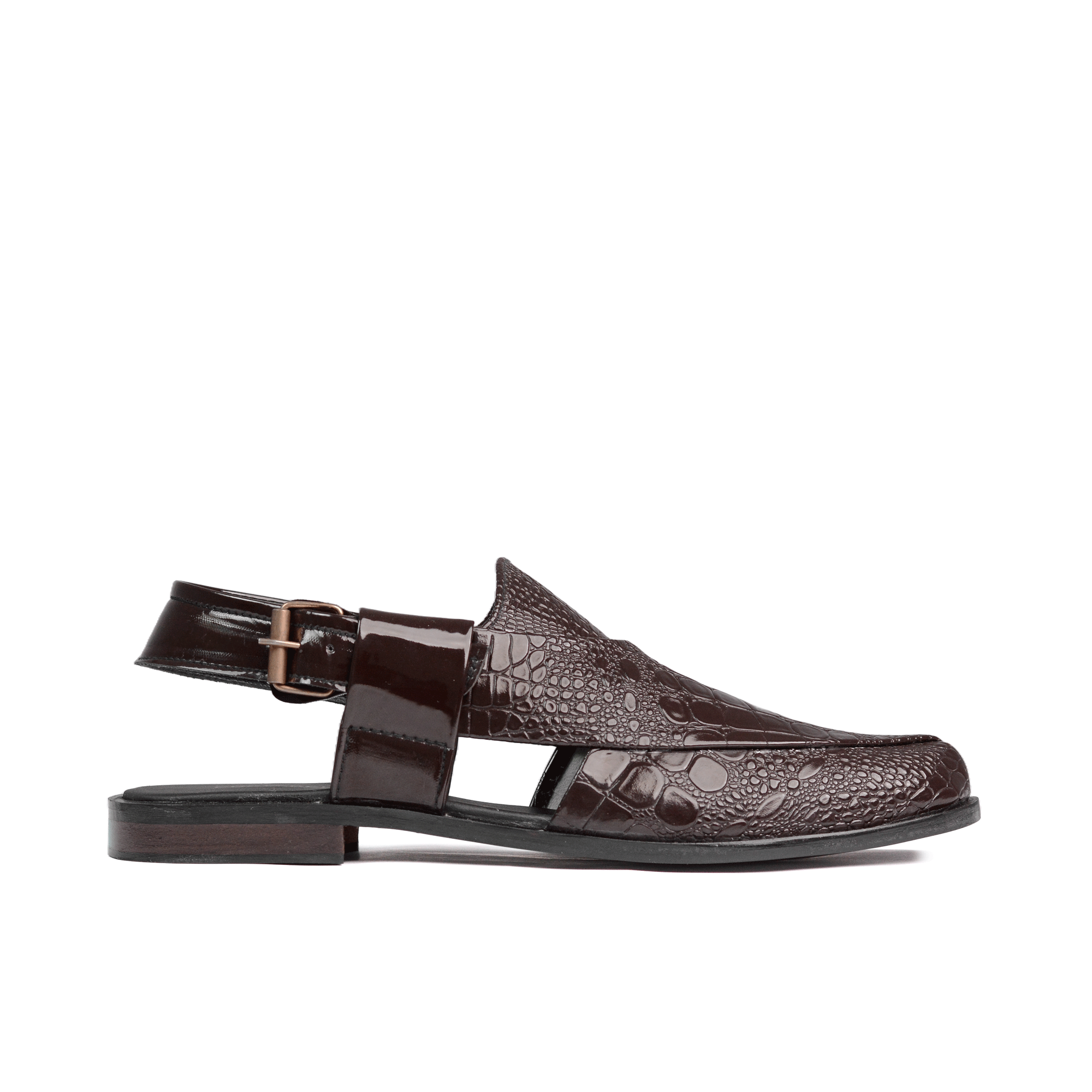 Brown Patent Peshawari Chappal DZ25