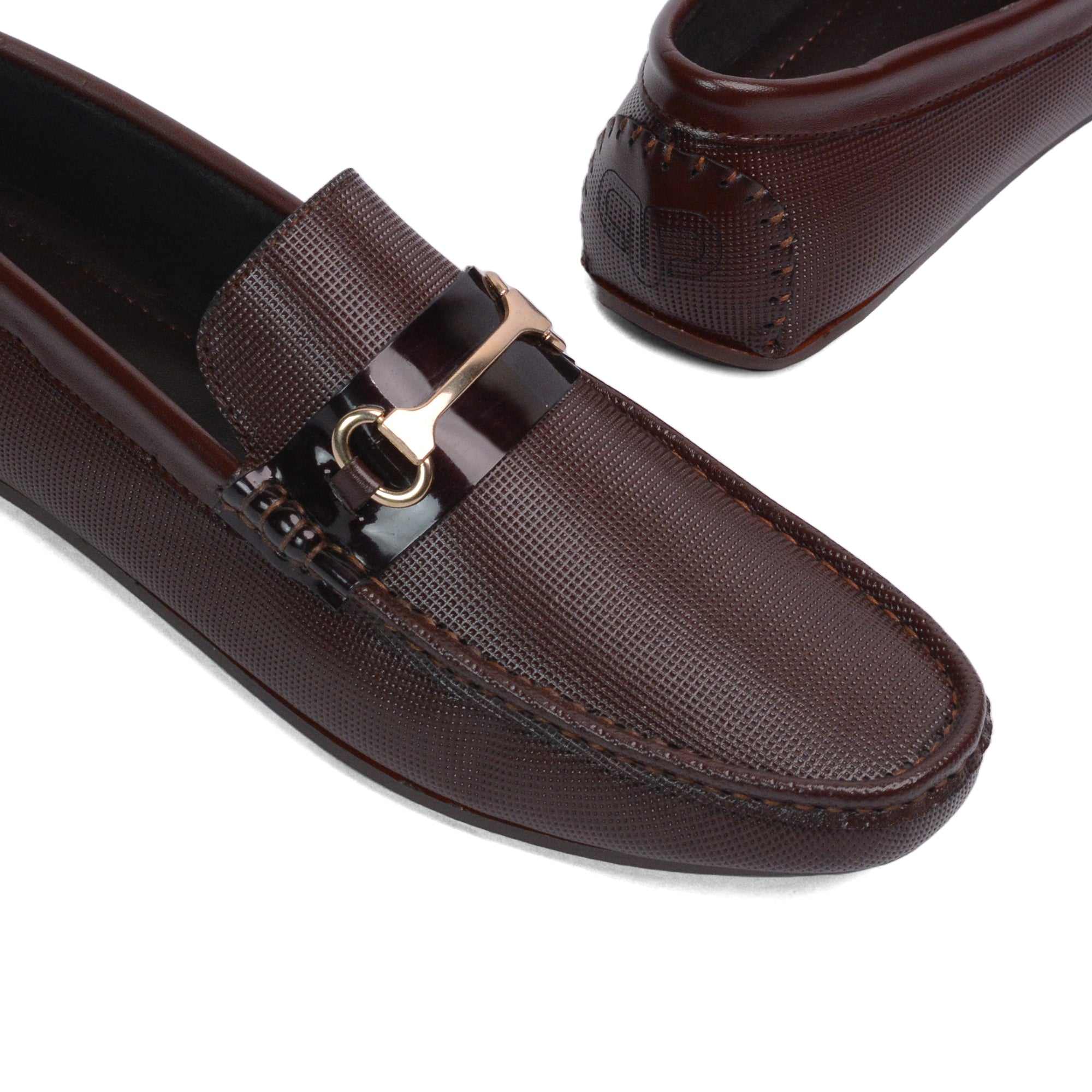 Brown Dotted Patent Loafer LS20