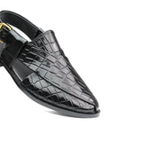 Black Patent Croc Peshawari Chappal DZ11