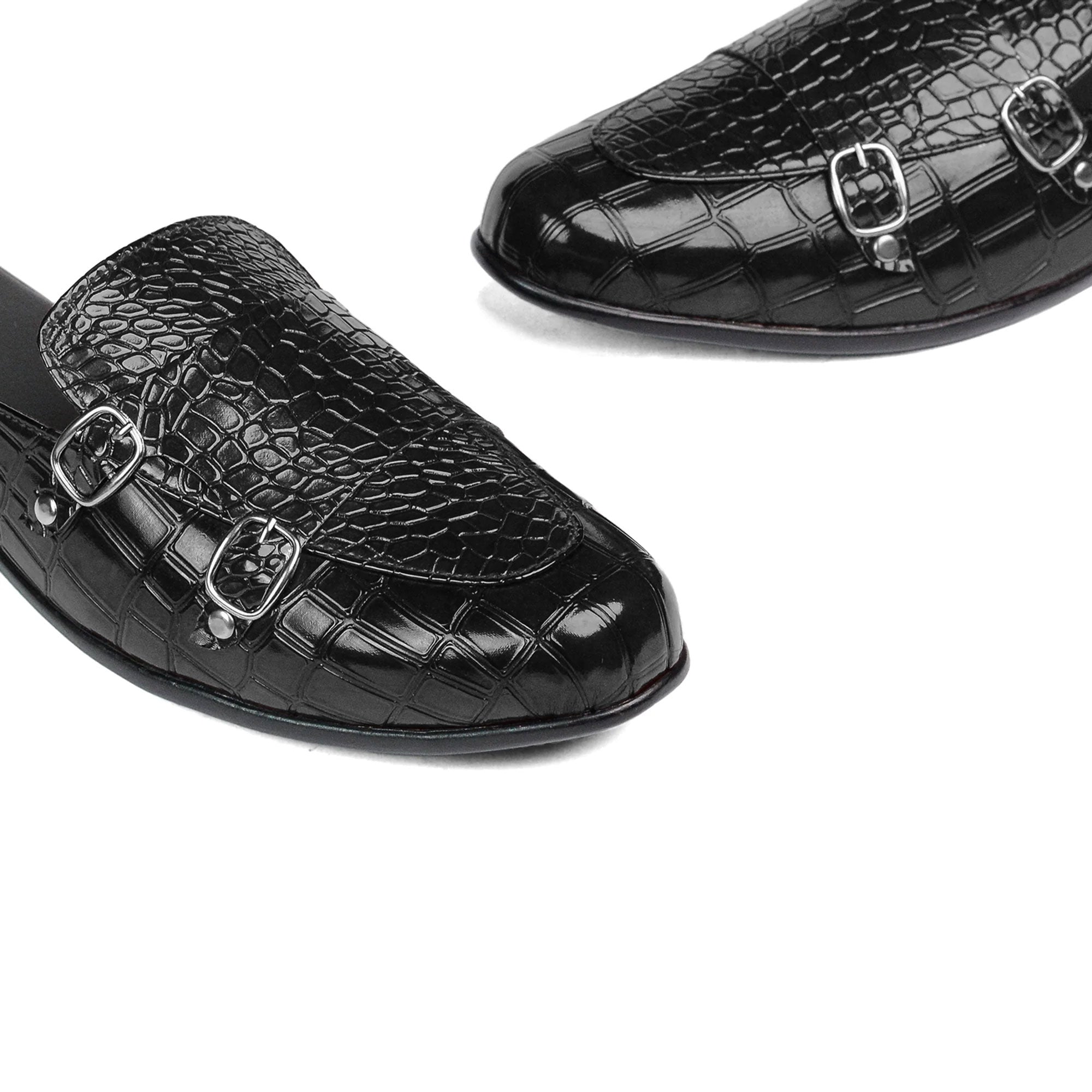 Black Croc Monk Mule MJ01