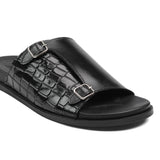 Black Two Monk Croc Slipper SJ01