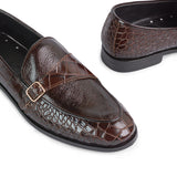 Brown Single Monk Croc Shoe PK02