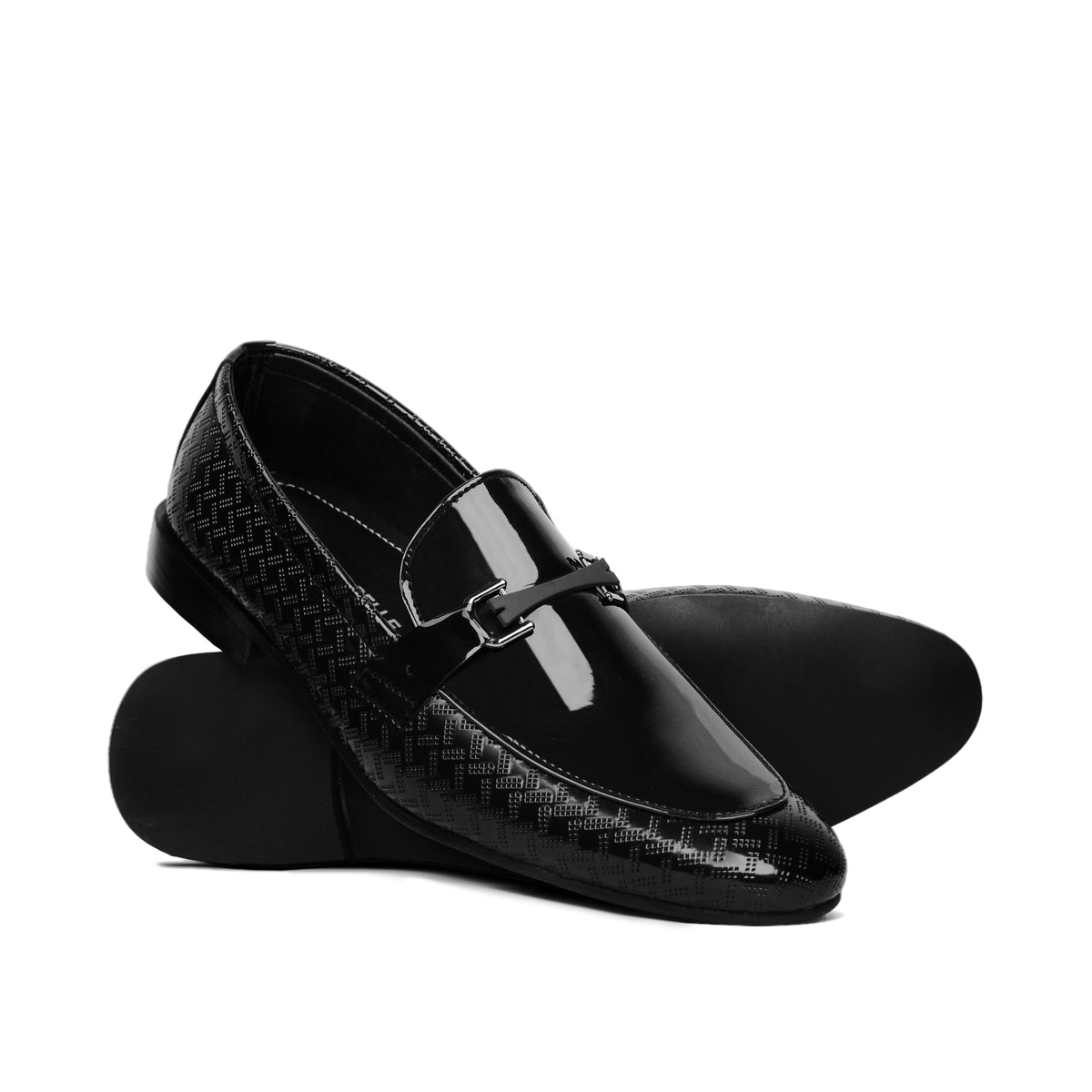 Black Geometric Buckle Shoe FT09