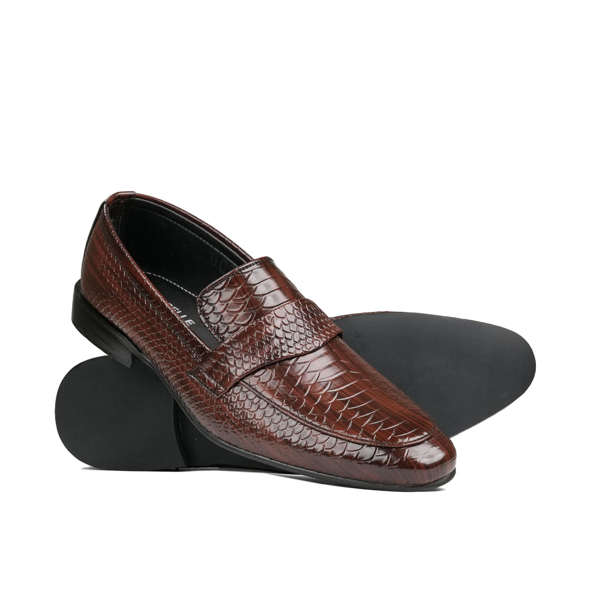 Brown Snake Embossed Shoe FT05