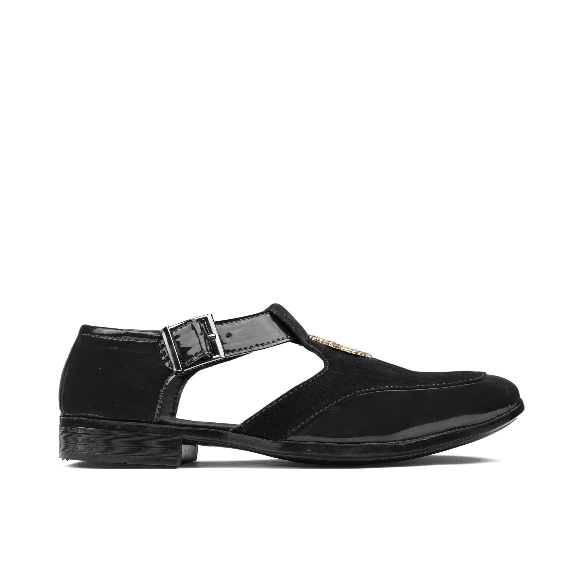 Black Suede & Patent Sandal DZ17
