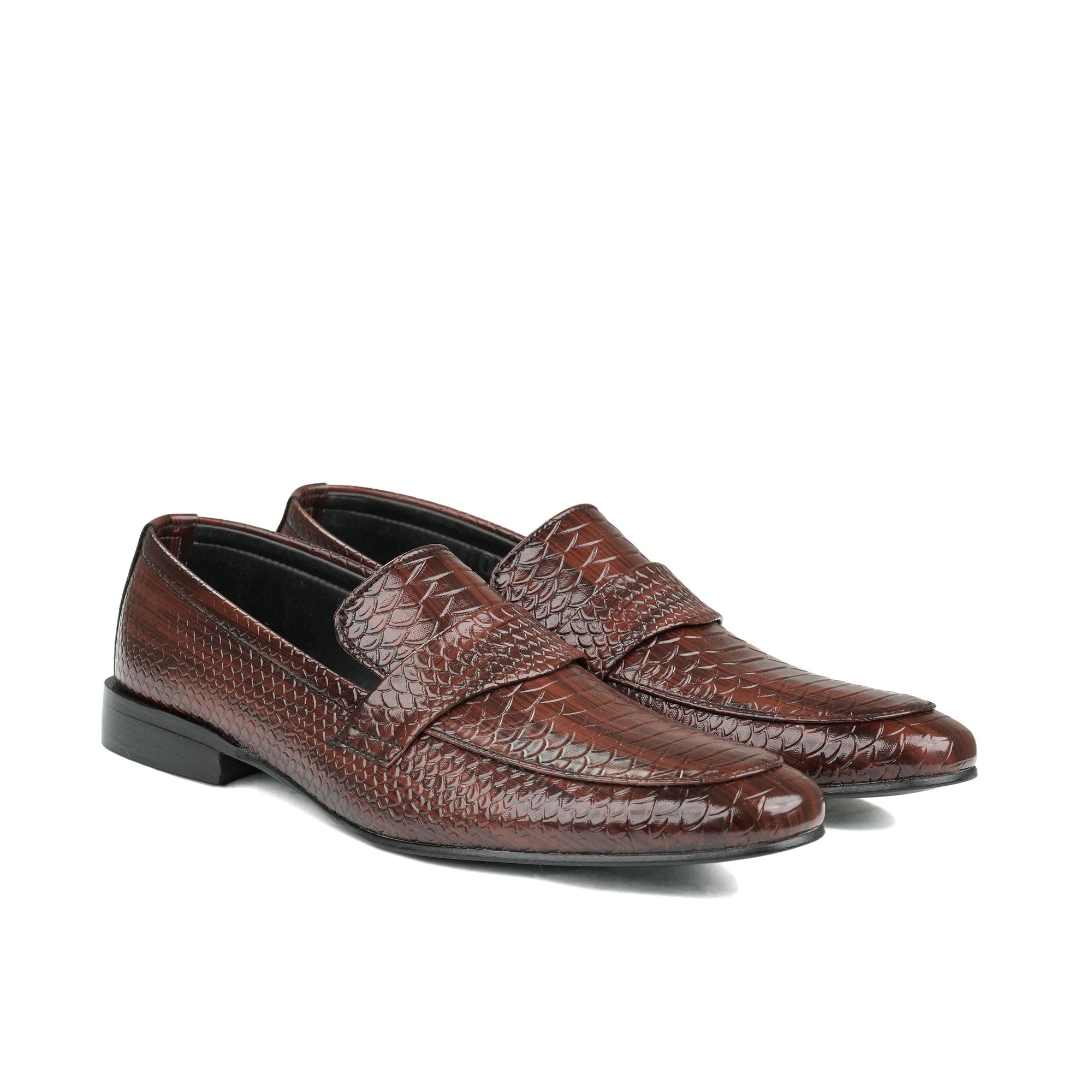 Brown Snake Embossed Shoe FT05