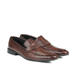 Brown Snake Embossed Shoe FT05