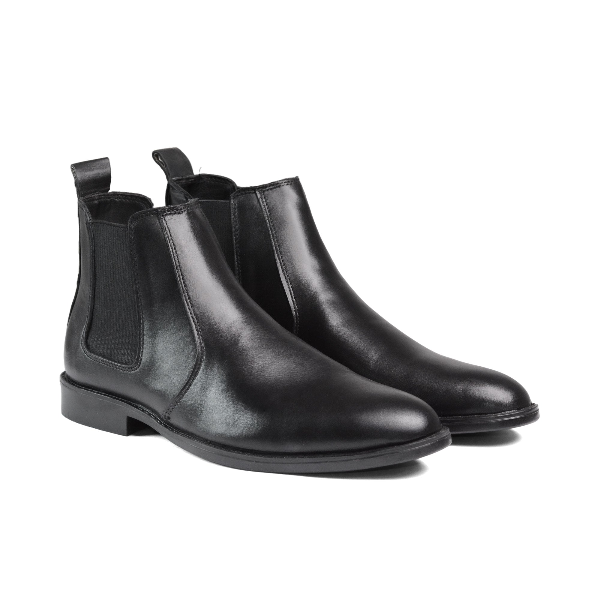 Black Leather Chelsea Boots PD01