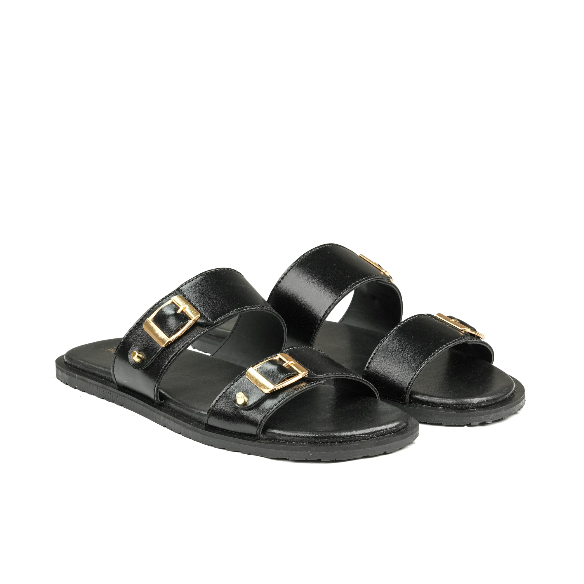 Black Double Buckle Slipper SZ05