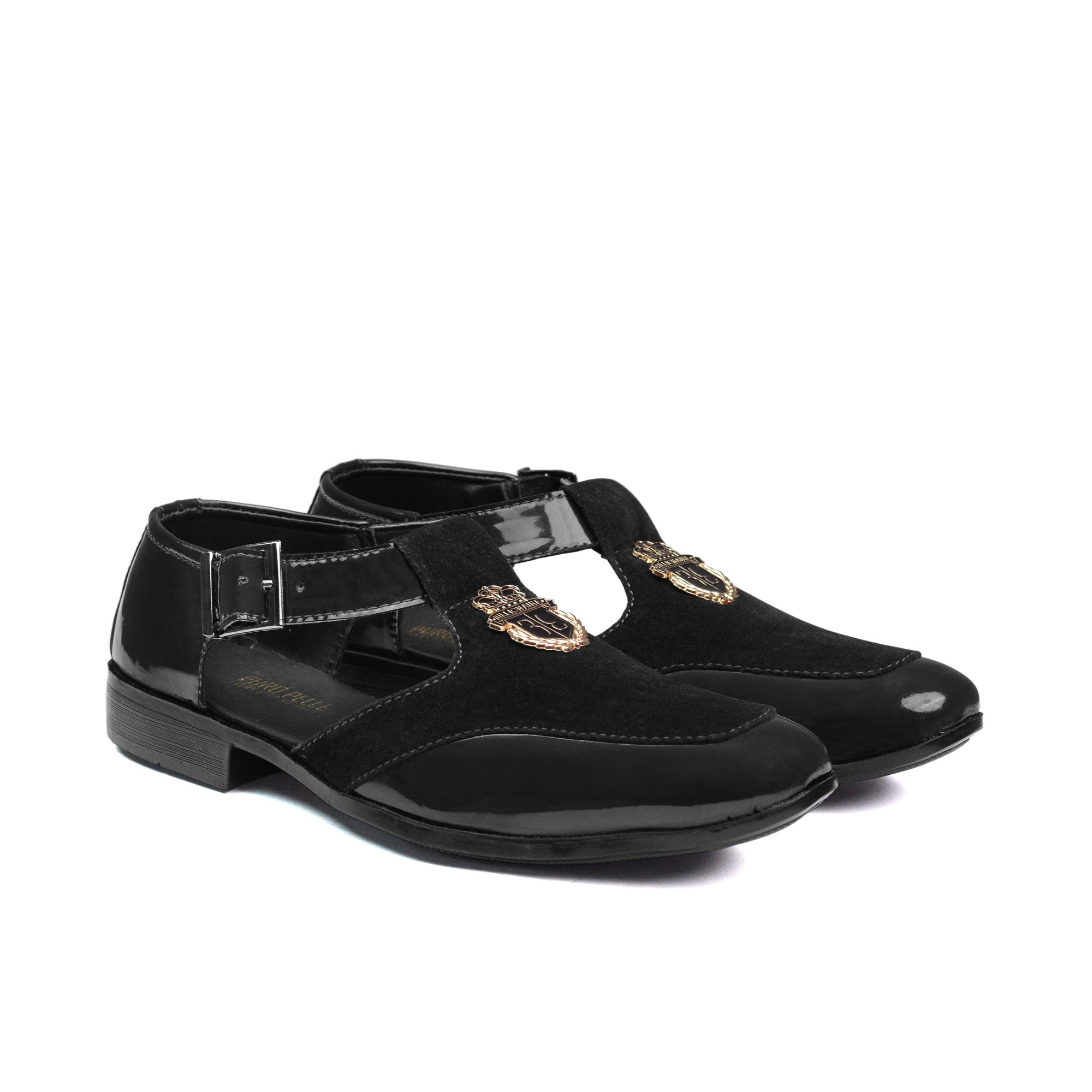 Black Suede & Patent Sandal DZ17