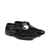 Black Suede & Patent Sandal DU03