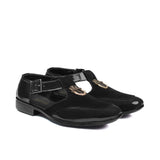 Black Suede & Patent Sandal DZ17