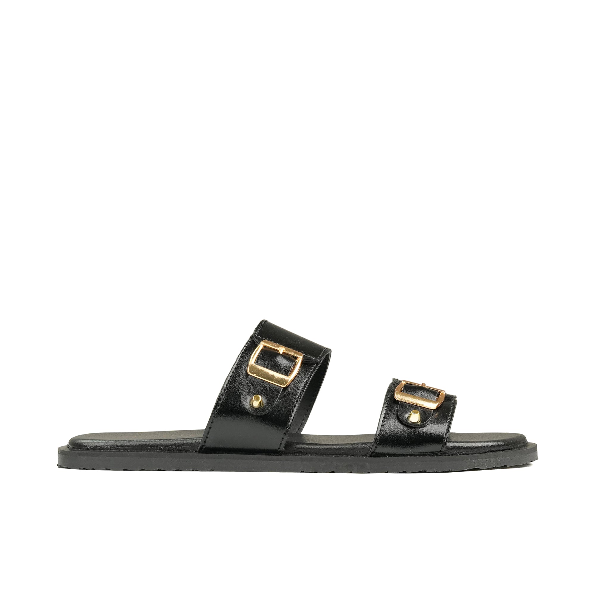 Black Double Buckle Slipper SZ05