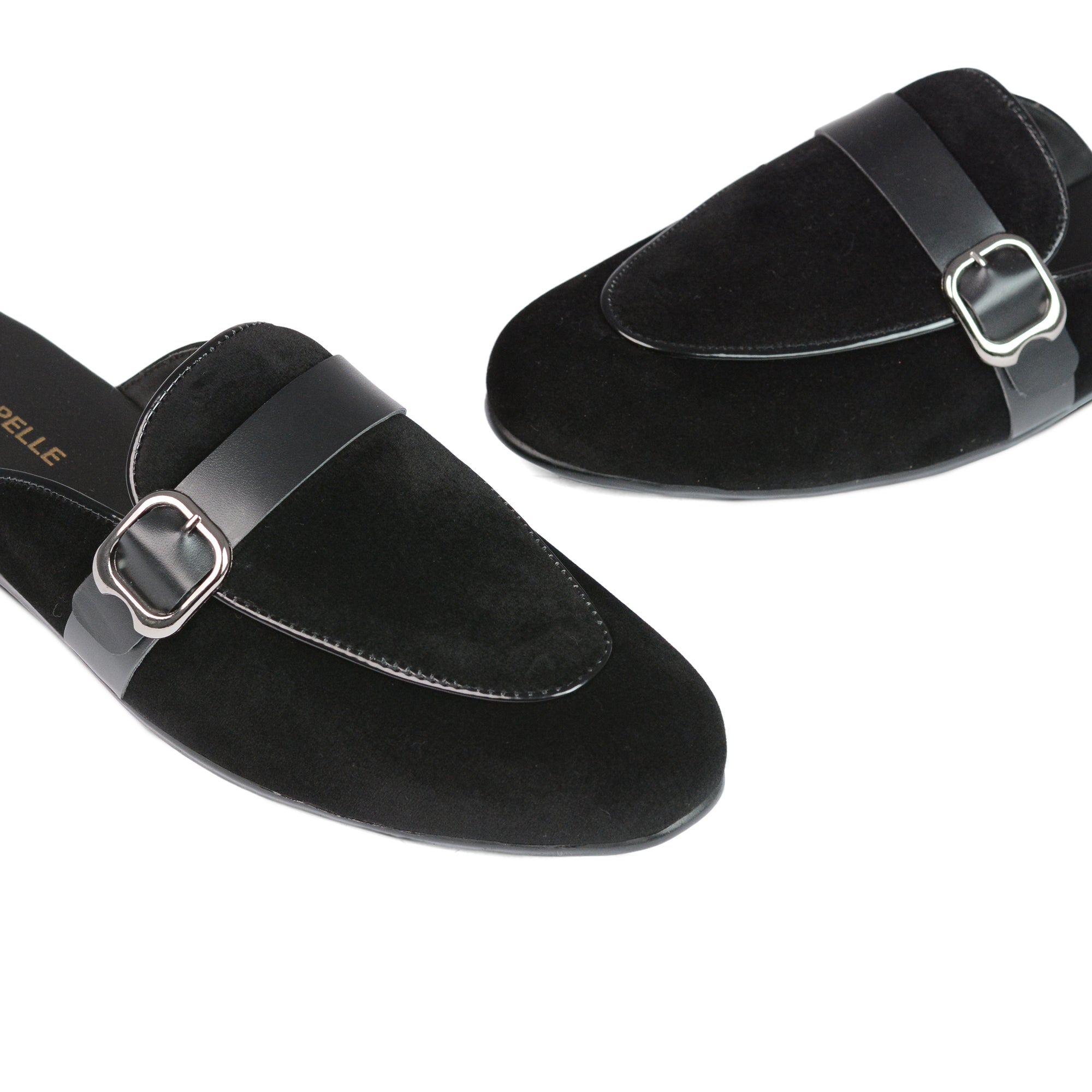 Black Suede Buckle Mule MJ03