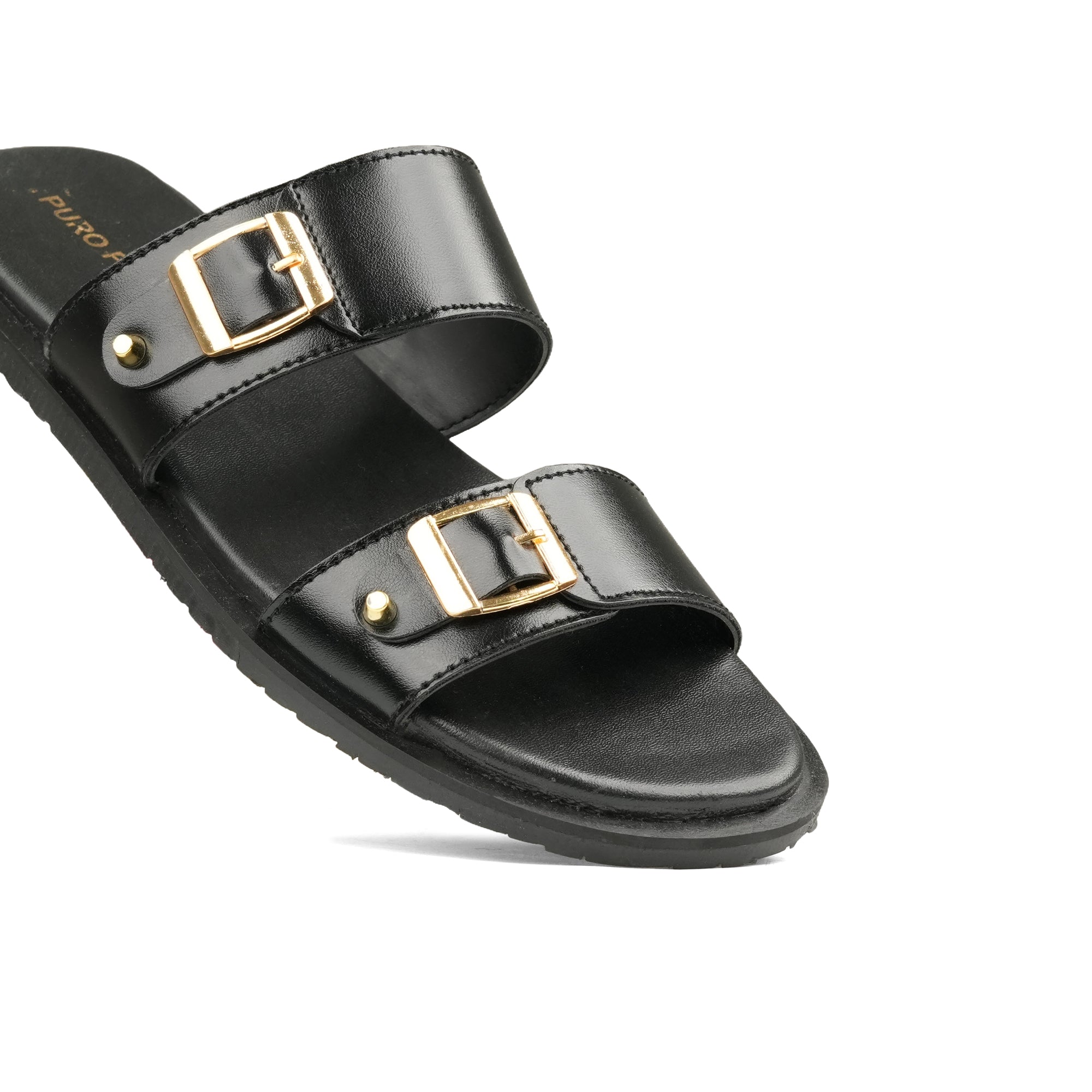 Black Double Buckle Slipper SZ05
