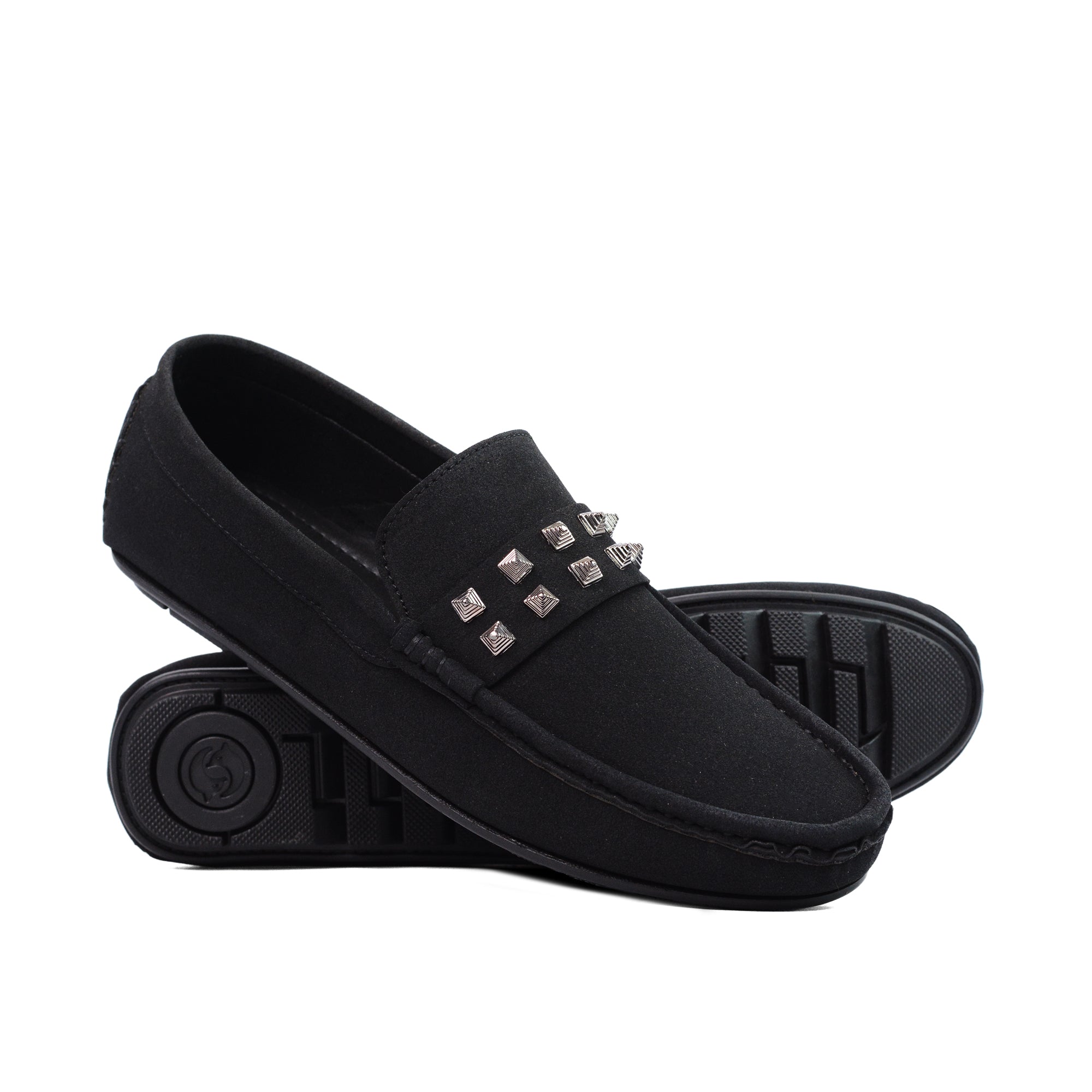 Black Studded Suede Loafer LS73