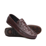 Brown Topstitch Loafer LA16