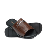 Brown Frill Leather Slipper SR02
