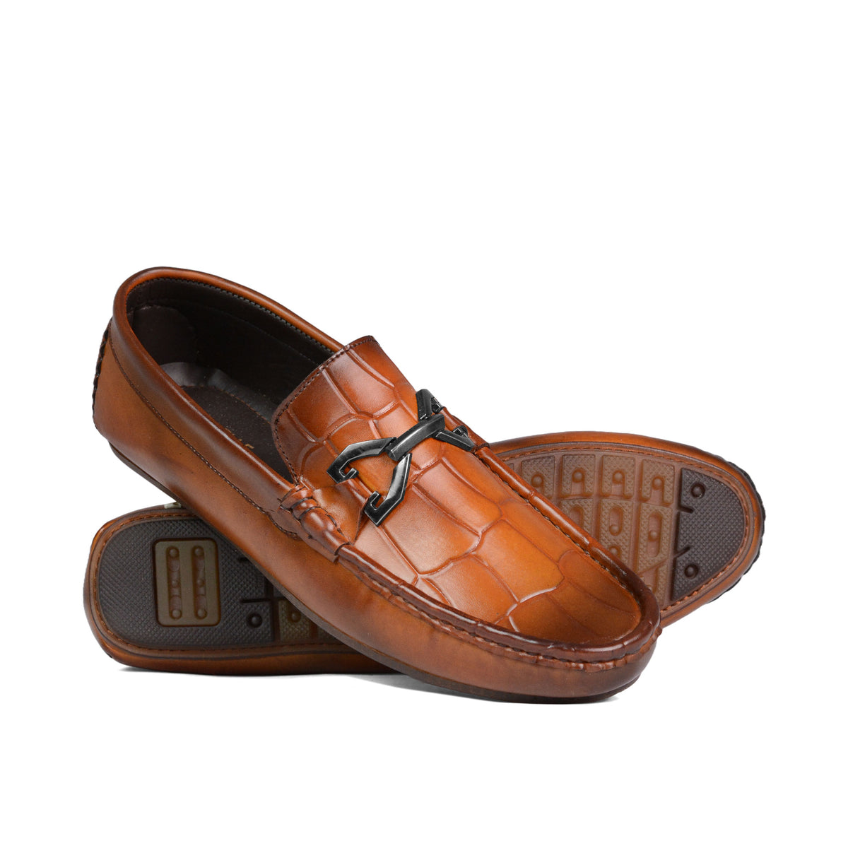 Brown Buckle Croc Loafer LS81