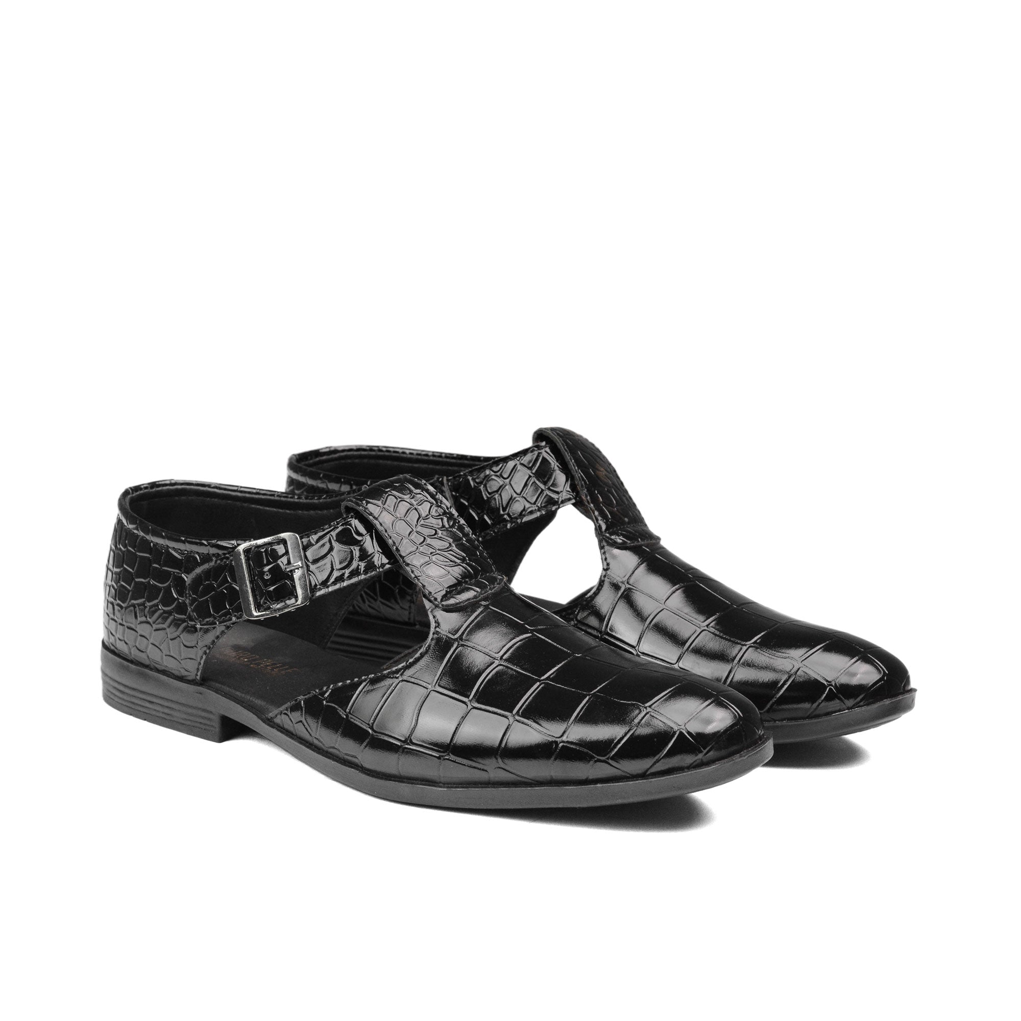 Black Croc Patent Sandal DZ02