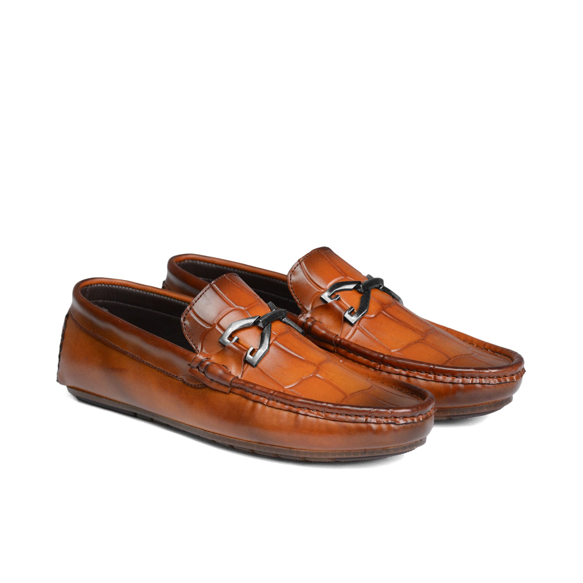 Brown Buckle Croc Loafer LS81