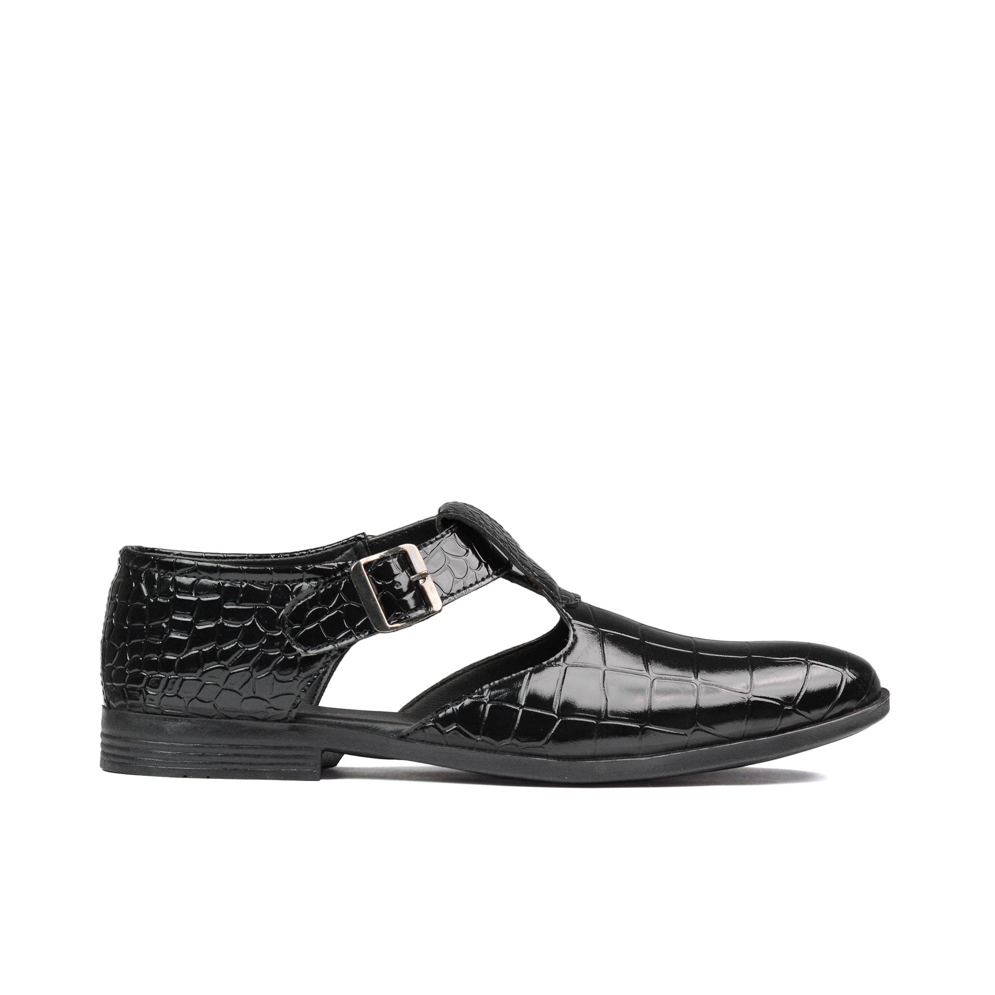Black Croc Patent Sandal DZ02